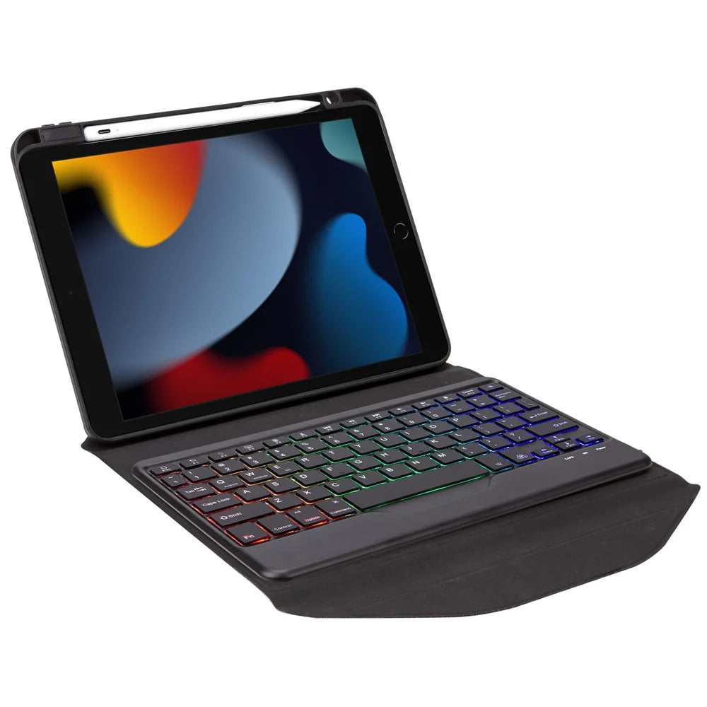Z102BS For iPad 10.2 (2021)/(2019)/(2020) Detachable Bluetooth-compatible Keyboard Case with 3-Color Backlit Shockproof Tablet Protector Built-in Pencil Slot - Black - 2