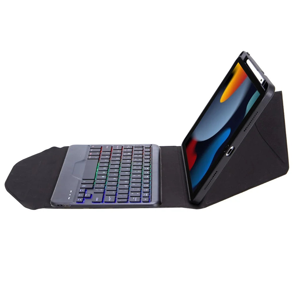 Z102BS For iPad 10.2 (2021)/(2019)/(2020) Detachable Bluetooth-compatible Keyboard Case with 3-Color Backlit Shockproof Tablet Protector Built-in Pencil Slot - Black - 4
