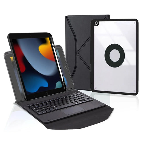 Z102B-A For iPad 10.2 (2021)/(2019)/(2020) Wireless BT Keyboard Case with TouchPad Scratch-Proof Cover Tablet Case - Black - 1