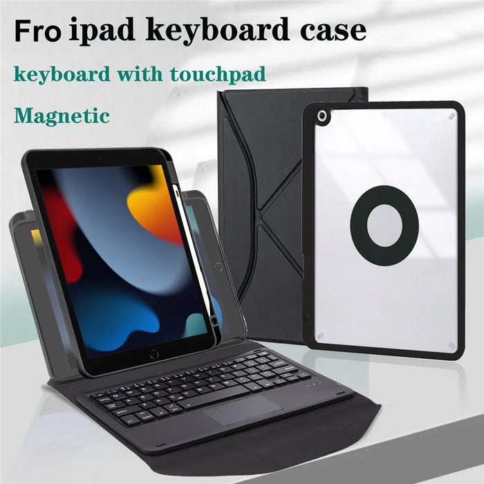 Z102B-A For iPad 10.2 (2021)/(2019)/(2020) Wireless BT Keyboard Case with TouchPad Scratch-Proof Cover Tablet Case - Black - 2