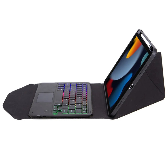 Z102B-AS For iPad 10.2 (2021)/(2019)/(2020) Detachable 3-Color Backlit Bluetooth-compatible Keyboard with TouchPad Protective Case Anti-Drop Tablet Cover Built-in Pencil Slot - Black - 5