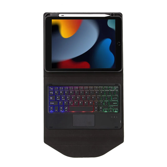 Z102B-AS For iPad 10.2 (2021)/(2019)/(2020) Detachable 3-Color Backlit Bluetooth-compatible Keyboard with TouchPad Protective Case Anti-Drop Tablet Cover Built-in Pencil Slot - Black - 6