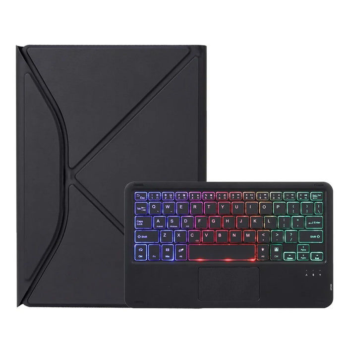 Z102B-AS For iPad 10.2 (2021)/(2019)/(2020) Detachable 3-Color Backlit Bluetooth-compatible Keyboard with TouchPad Protective Case Anti-Drop Tablet Cover Built-in Pencil Slot - Black - 7