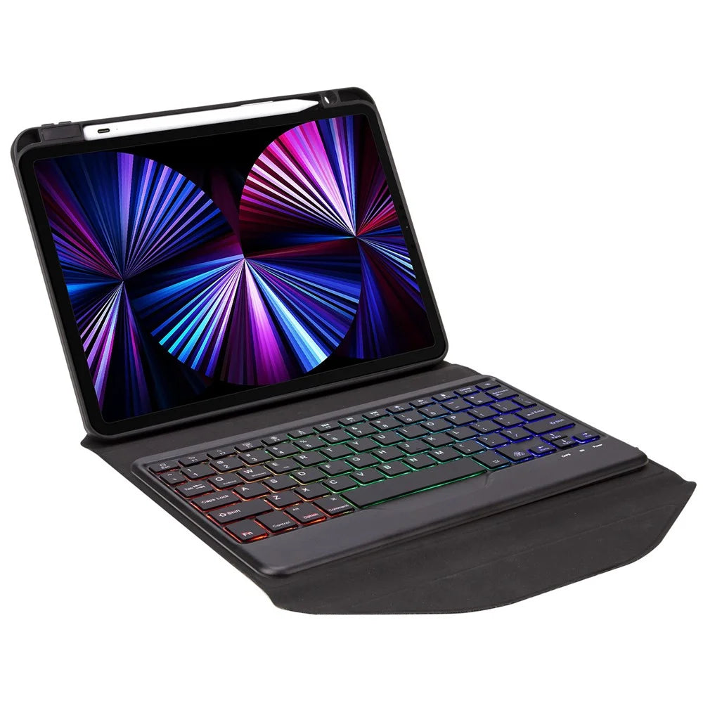 Z11BS For iPad Pro 11 (2018) / (2020) / (2021) 3-Color Backlit Bluetooth-compatible Keyboard Case Anti-Drop Protective Cover Pencil Slot Design Tablet Case - Black - 2