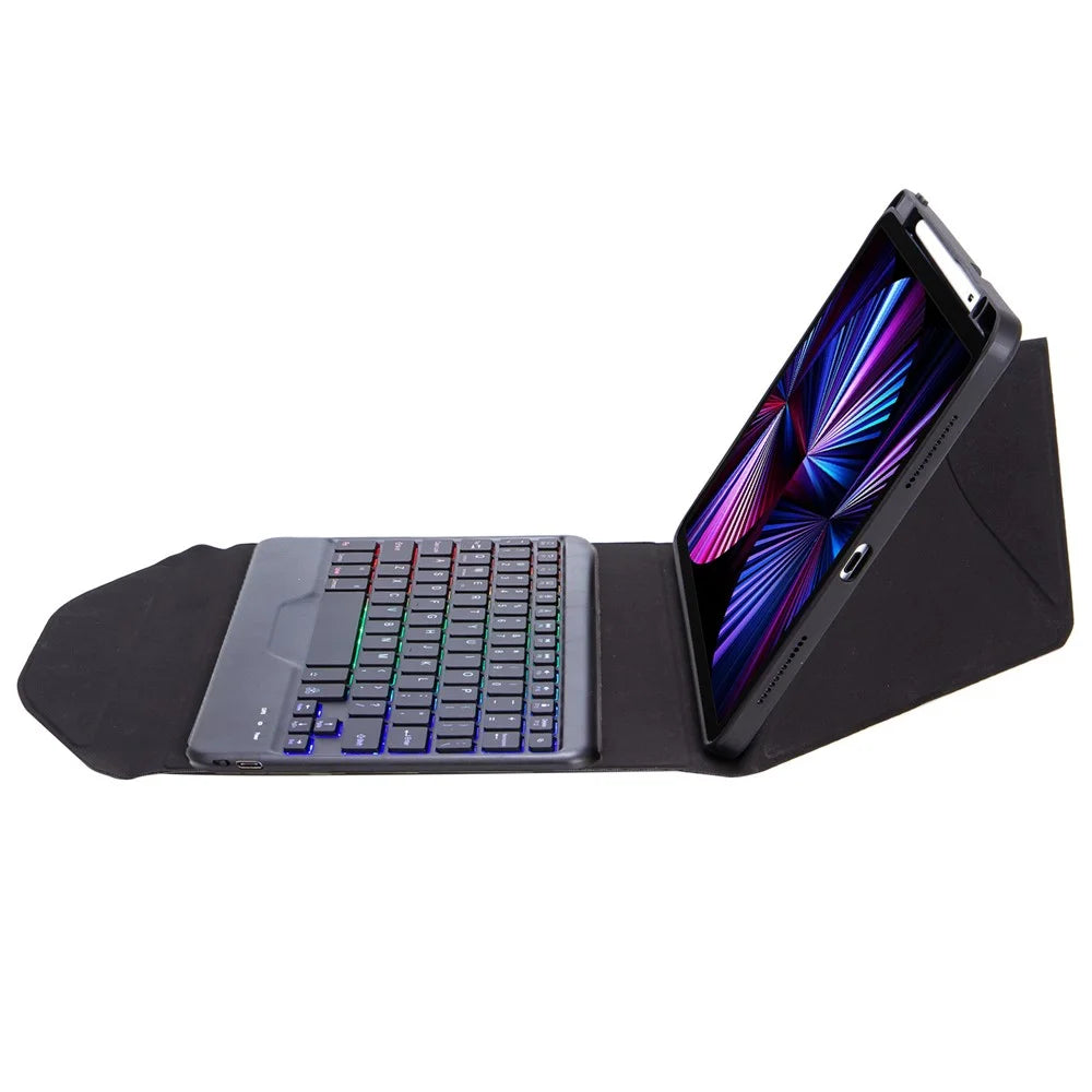 Z11BS For iPad Pro 11 (2018) / (2020) / (2021) 3-Color Backlit Bluetooth-compatible Keyboard Case Anti-Drop Protective Cover Pencil Slot Design Tablet Case - Black - 4