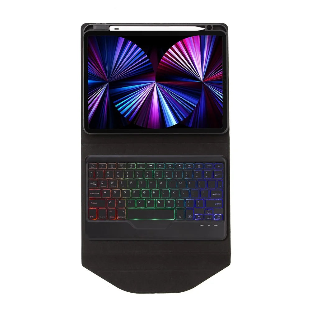 Z11BS For iPad Pro 11 (2018) / (2020) / (2021) 3-Color Backlit Bluetooth-compatible Keyboard Case Anti-Drop Protective Cover Pencil Slot Design Tablet Case - Black - 5