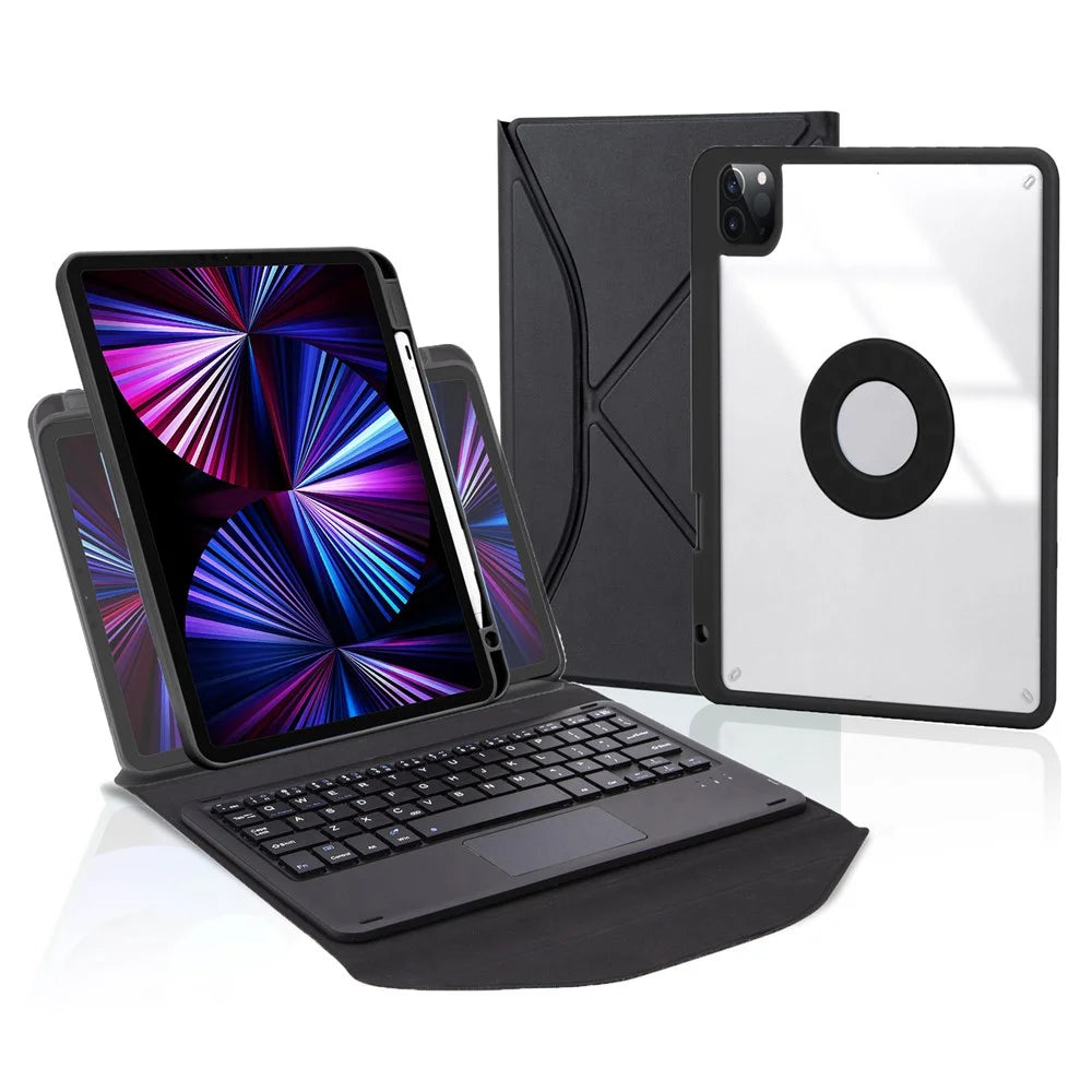 Z11B-A For iPad Pro 11 (2018) / (2020)  / (2021) Bluetooth-compatible Keyboard Case with Touchpad Protective Cover Tablet Case with Pencil Slot - Black - 1