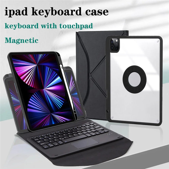 Z11B-A For iPad Pro 11 (2018) / (2020)  / (2021) Bluetooth-compatible Keyboard Case with Touchpad Protective Cover Tablet Case with Pencil Slot - Black - 2