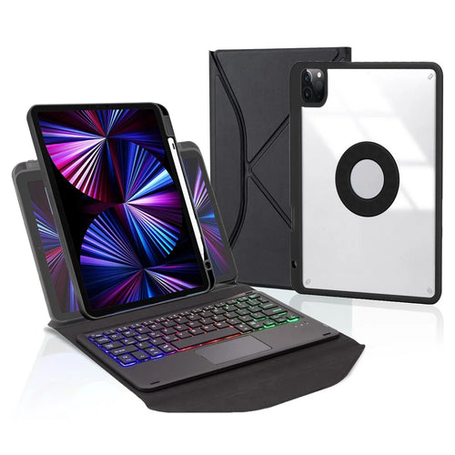 Z11B-AS For iPad Pro 11 (2018) / (2020) / (2021) Detachable Bluetooth-compatible Keyboard Case with TouchPad / 3-Color Backlit Anti-Drop Protective Tablet Cover with Pencil Slot - Black - 1