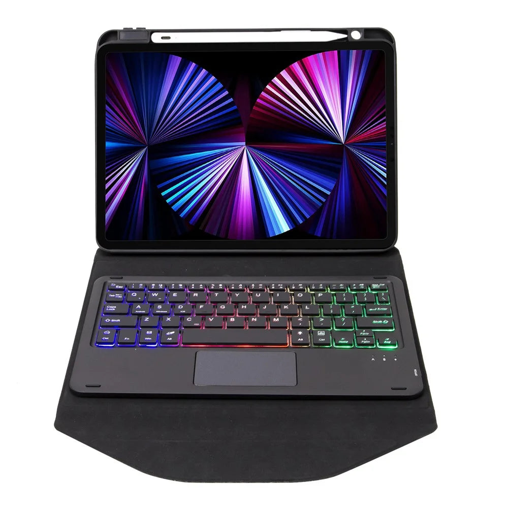 Z11B-AS For iPad Pro 11 (2018) / (2020) / (2021) Detachable Bluetooth-compatible Keyboard Case with TouchPad / 3-Color Backlit Anti-Drop Protective Tablet Cover with Pencil Slot - Black - 4