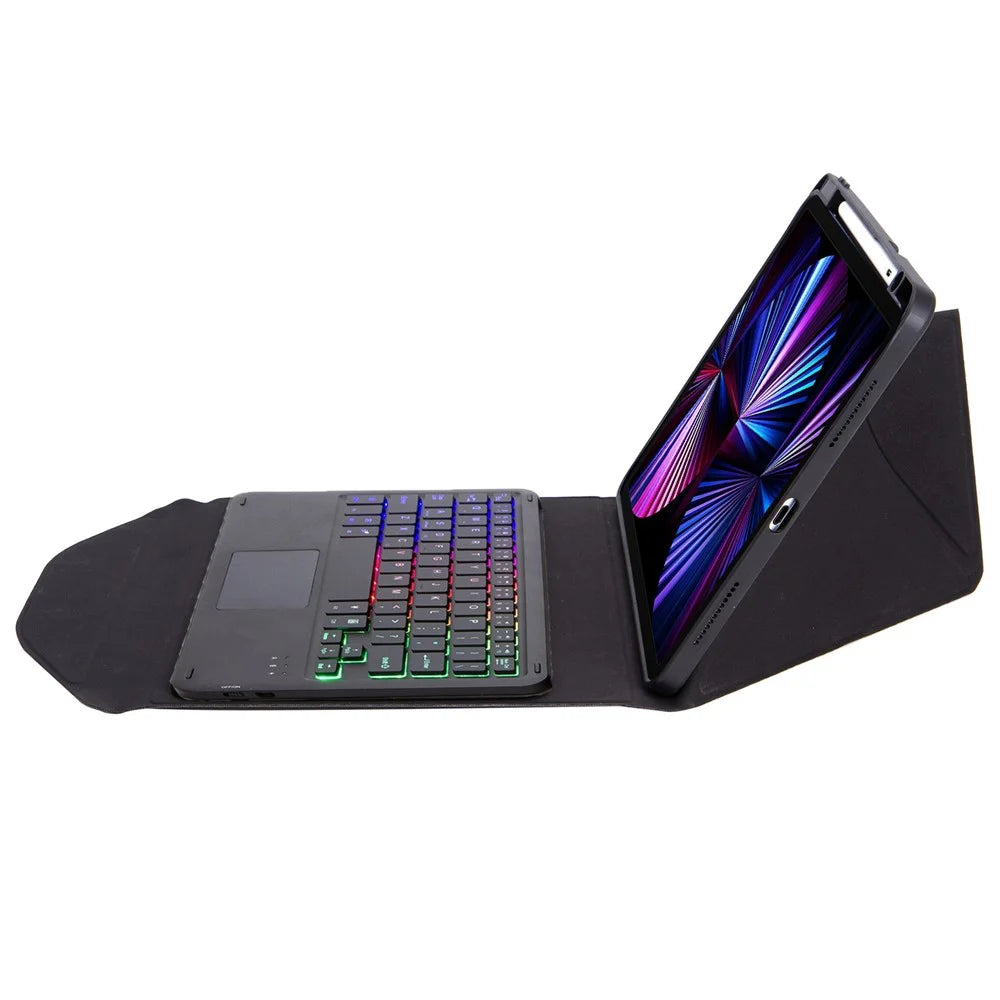 Z11B-AS For iPad Pro 11 (2018) / (2020) / (2021) Detachable Bluetooth-compatible Keyboard Case with TouchPad / 3-Color Backlit Anti-Drop Protective Tablet Cover with Pencil Slot - Black - 5