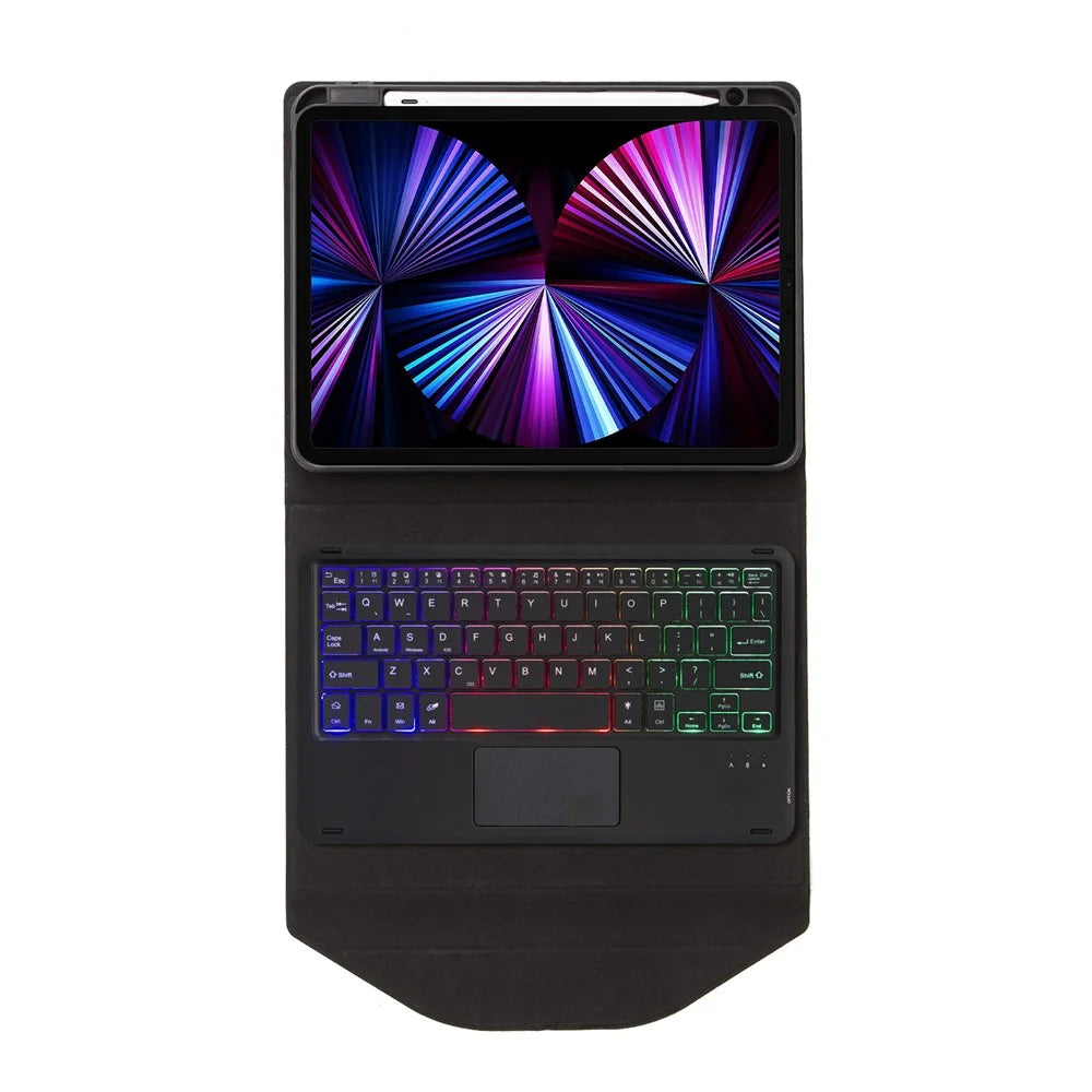 Z11B-AS For iPad Pro 11 (2018) / (2020) / (2021) Detachable Bluetooth-compatible Keyboard Case with TouchPad / 3-Color Backlit Anti-Drop Protective Tablet Cover with Pencil Slot - Black - 6