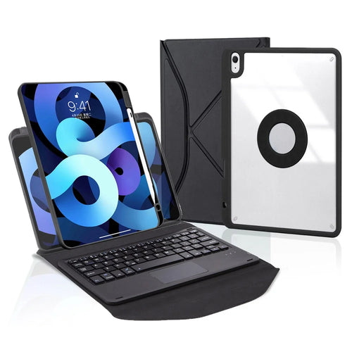 Z098B-A For iPad Air (2020)/(2022) Wireless BT Keyboard Case with TouchPad Scratch-Proof Protective Cover Tablet Case with Pencil Slot - Black - 1