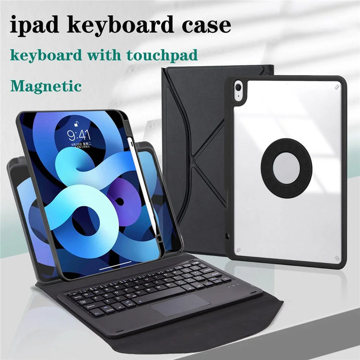 Z098B-A For iPad Air (2020)/(2022) Wireless BT Keyboard Case with TouchPad Scratch-Proof Protective Cover Tablet Case with Pencil Slot - Black - 2