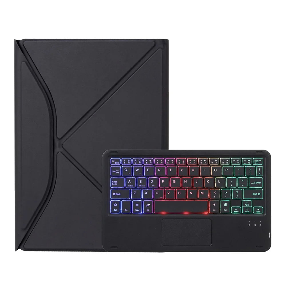 Z098B-AS For iPad Air (2020)/(2022) 3-Color Backlit Bluetooth-compatible Keyboard Case with TouchPad Anti-Drop Protective Cover Pencil Slot Design Tablet Case - Black - 7