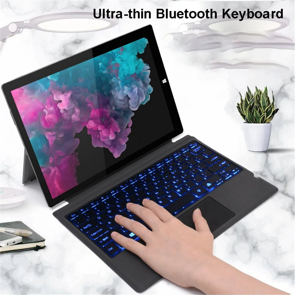 1089D for Microsoft Surface Pro 3 / 4 / 5 / 6 / 7 Colorful Backlight Laptop Magnetic Adsorption Bluetooth-compatible Wireless Keyboard with Touchpad - 2