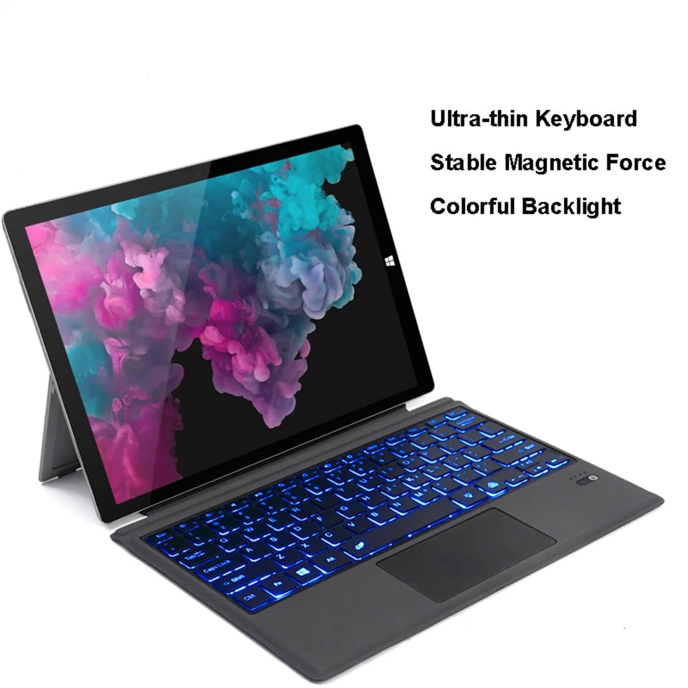 1089D for Microsoft Surface Pro 3 / 4 / 5 / 6 / 7 Colorful Backlight Laptop Magnetic Adsorption Bluetooth-compatible Wireless Keyboard with Touchpad - 5