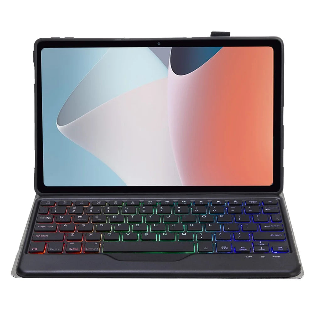 OP12-BS For Oppo Pad Air 10.4-inch PU Leather+TPU Protective Case with 3-Color Backlit Bluetooth-compatible Keyboard - Black - 2