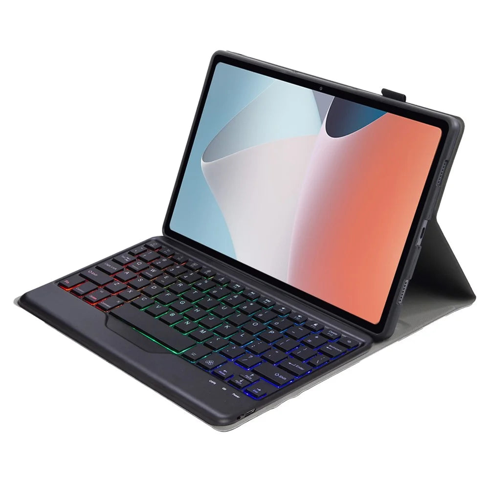 OP12-BS For Oppo Pad Air 10.4-inch PU Leather+TPU Protective Case with 3-Color Backlit Bluetooth-compatible Keyboard - Black - 3