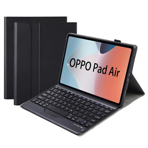 OP12-B For Oppo Pad Air 10.4-inch Protective Case with Removable Bluetooth-compatible Keyboard Anti-Drop Leather Stand Cover - Black - 1