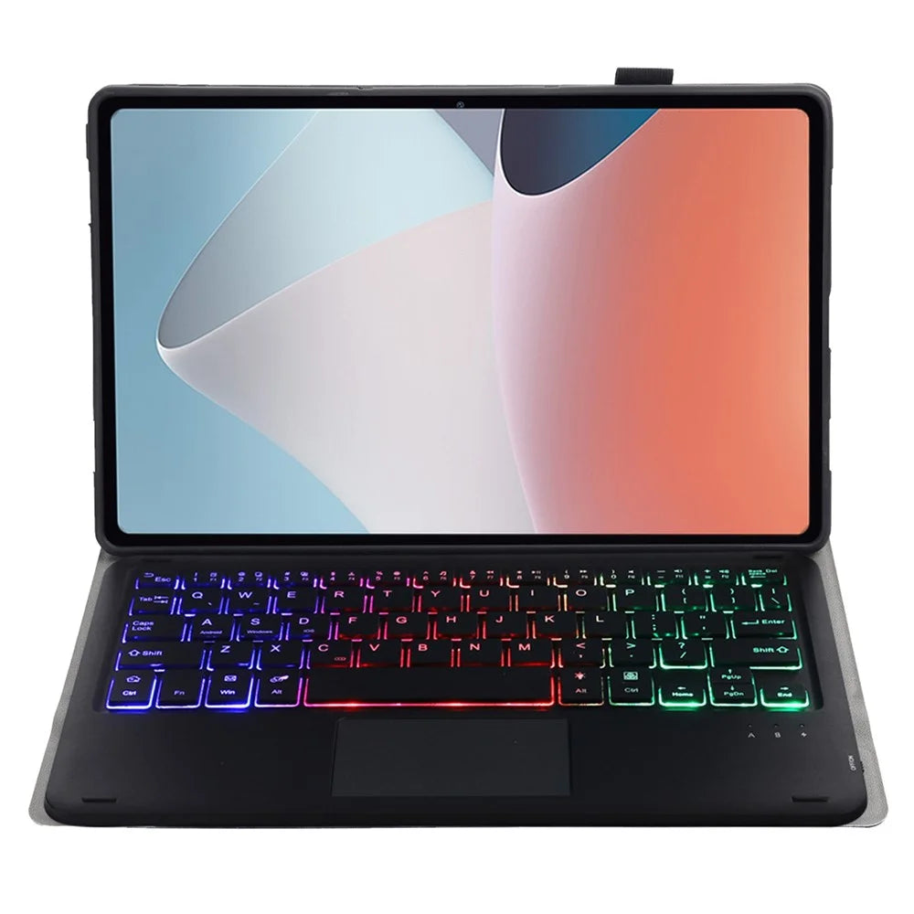 OP12-AS For Oppo Pad Air 10.4-inch PU Leather Anti-Scratch Case 3-Color Backlit Bluetooth-compatible Keyboard with TouchPad - Black - 2