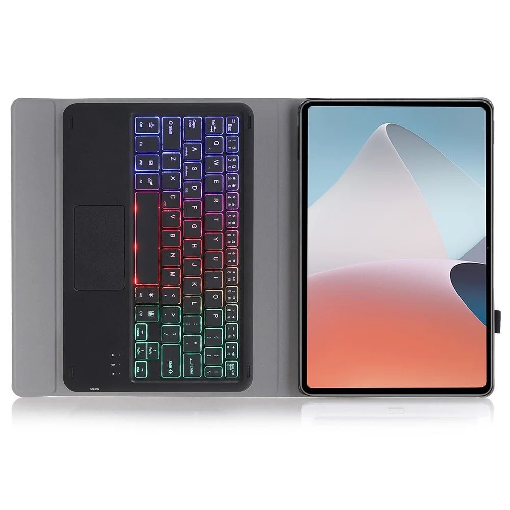 OP12-AS For Oppo Pad Air 10.4-inch PU Leather Anti-Scratch Case 3-Color Backlit Bluetooth-compatible Keyboard with TouchPad - Black - 4
