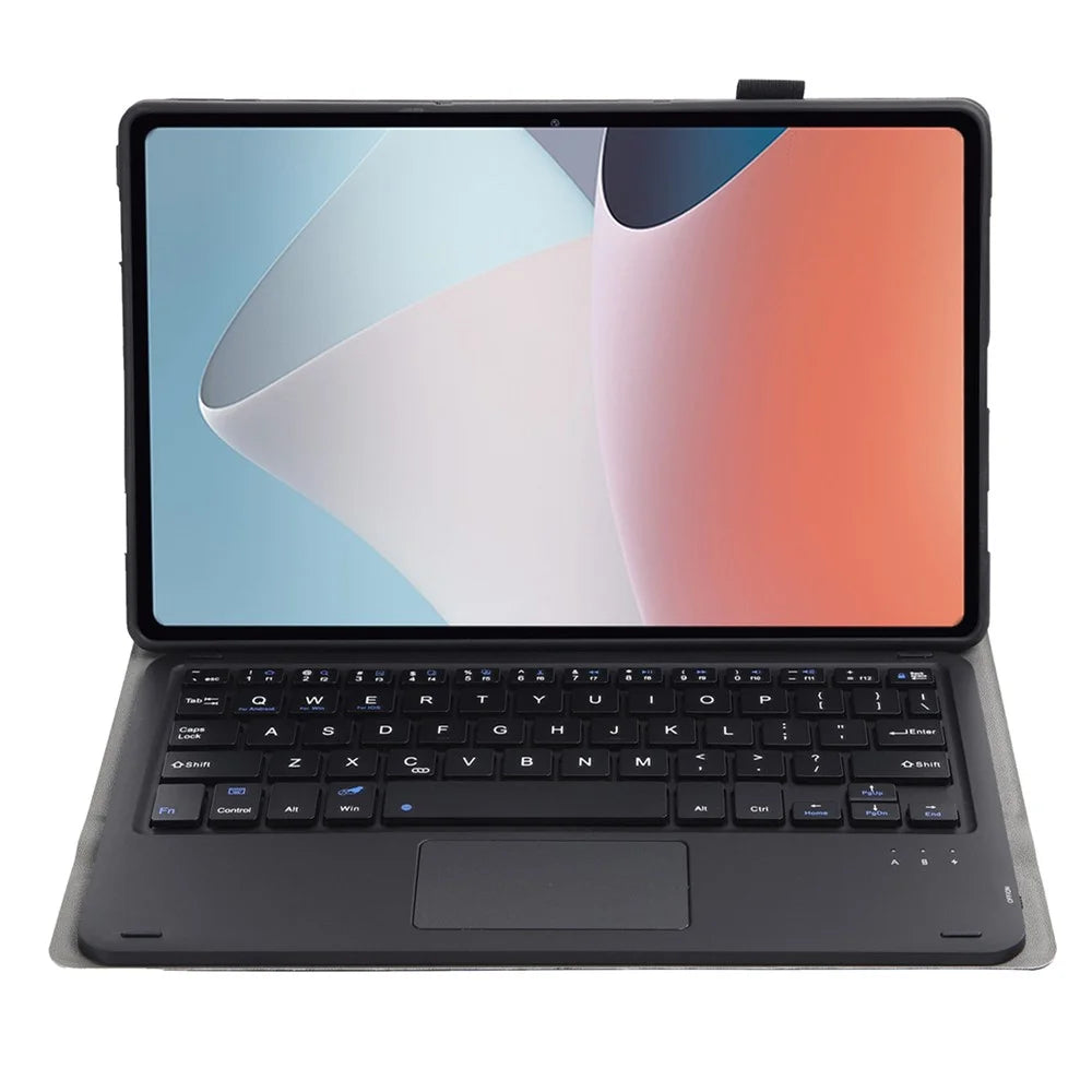 OP12-A For Oppo Pad Air 14-inch Shockproof Stand Case + Bluetooth-compatible Keyboard with Touchpad Protective Leather Folio Flip Cover - Black - 2