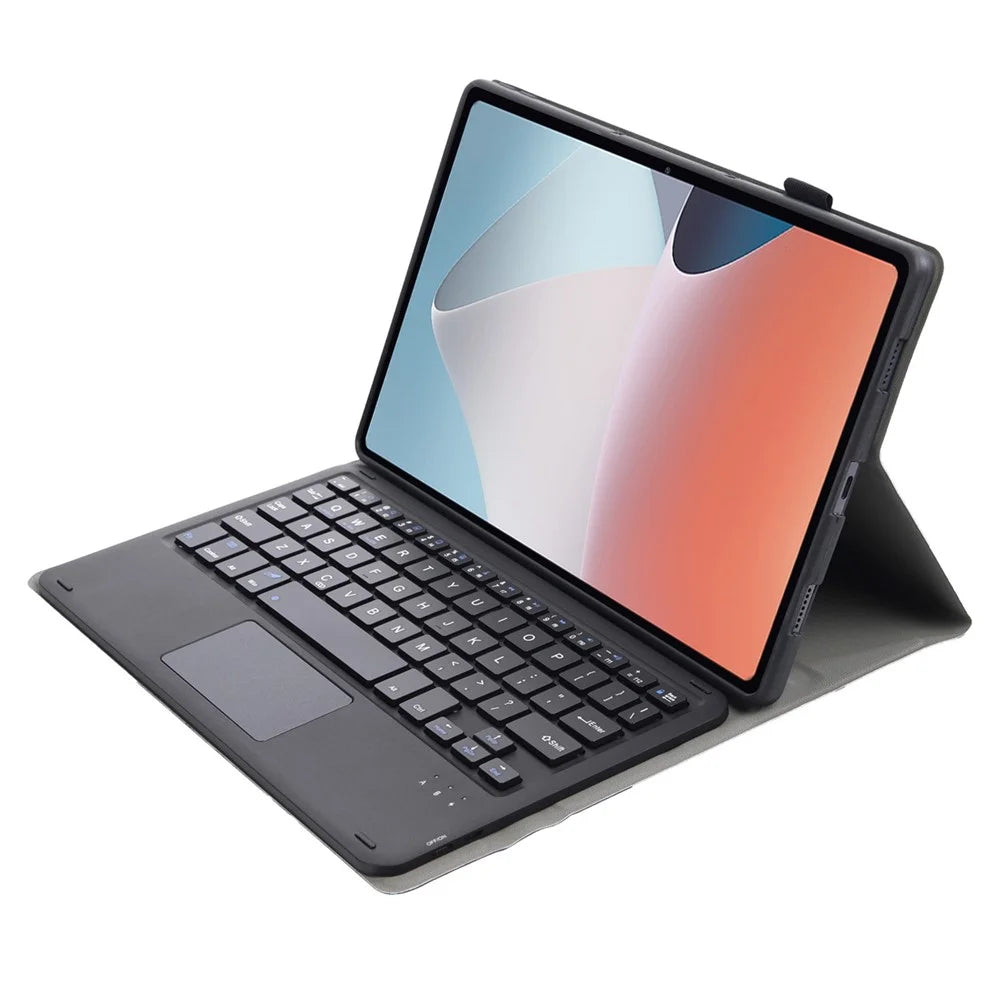 OP12-A For Oppo Pad Air 14-inch Shockproof Stand Case + Bluetooth-compatible Keyboard with Touchpad Protective Leather Folio Flip Cover - Black - 3