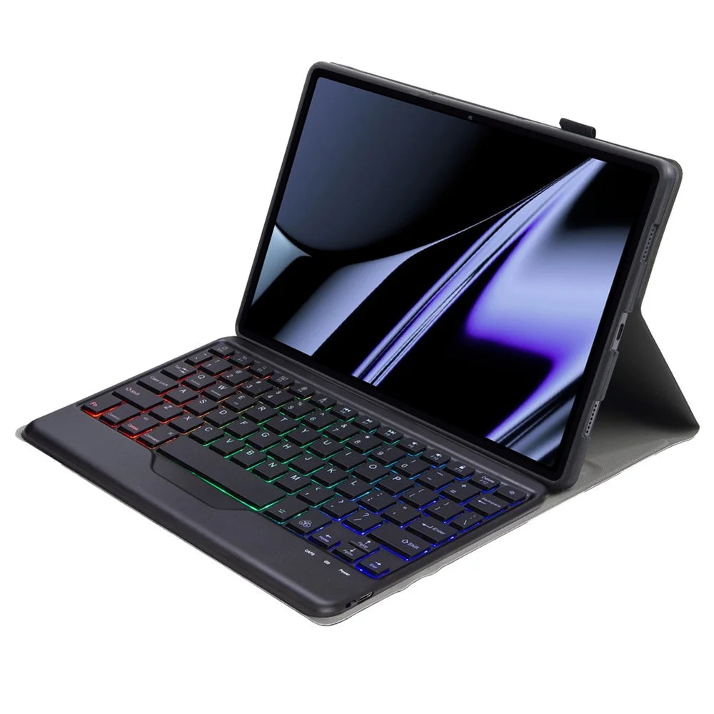 OP11-BS For Oppo Pad 11-inch Detachable Bluetooth-compatible Keyboard Case with 3-Color Backlit PU Leather+TPU Protective Cover - Black - 3