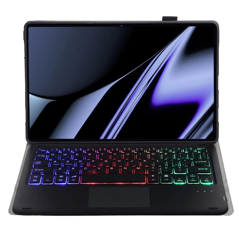 OP11-AS For Oppo Pad 11-inch PU Leather Protective Case + Detachable Bluetooth-compatible Keyboard with 3-Color Backlit  / TouchPad - Black - 2
