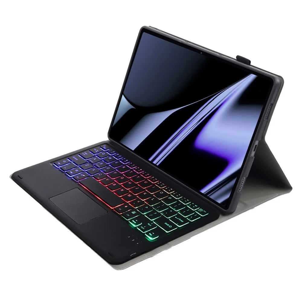 OP11-AS For Oppo Pad 11-inch PU Leather Protective Case + Detachable Bluetooth-compatible Keyboard with 3-Color Backlit  / TouchPad - Black - 3