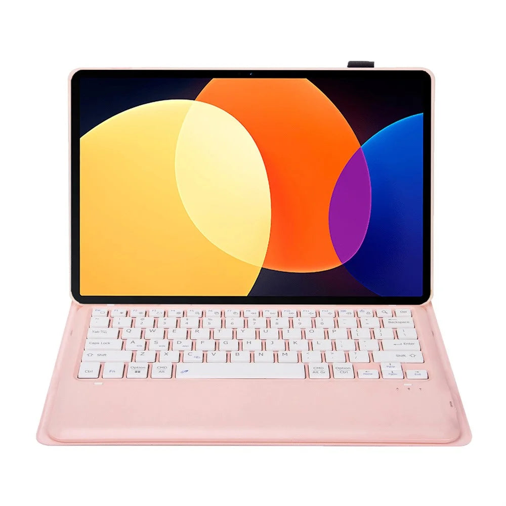 AH127 For Honor Pad 8 Ultra-Thin Leather Tablet Stand Cover + Bluetooth-compatible Keyboard - Pink - 2