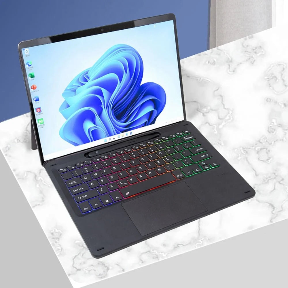 KF17S For Microsoft Surface Pro 8 / Pro X, Bluetooth-compatible Keyboard with TouchPad / Pencil Holder 3-Color Backlit Wireless Keyboard - 2