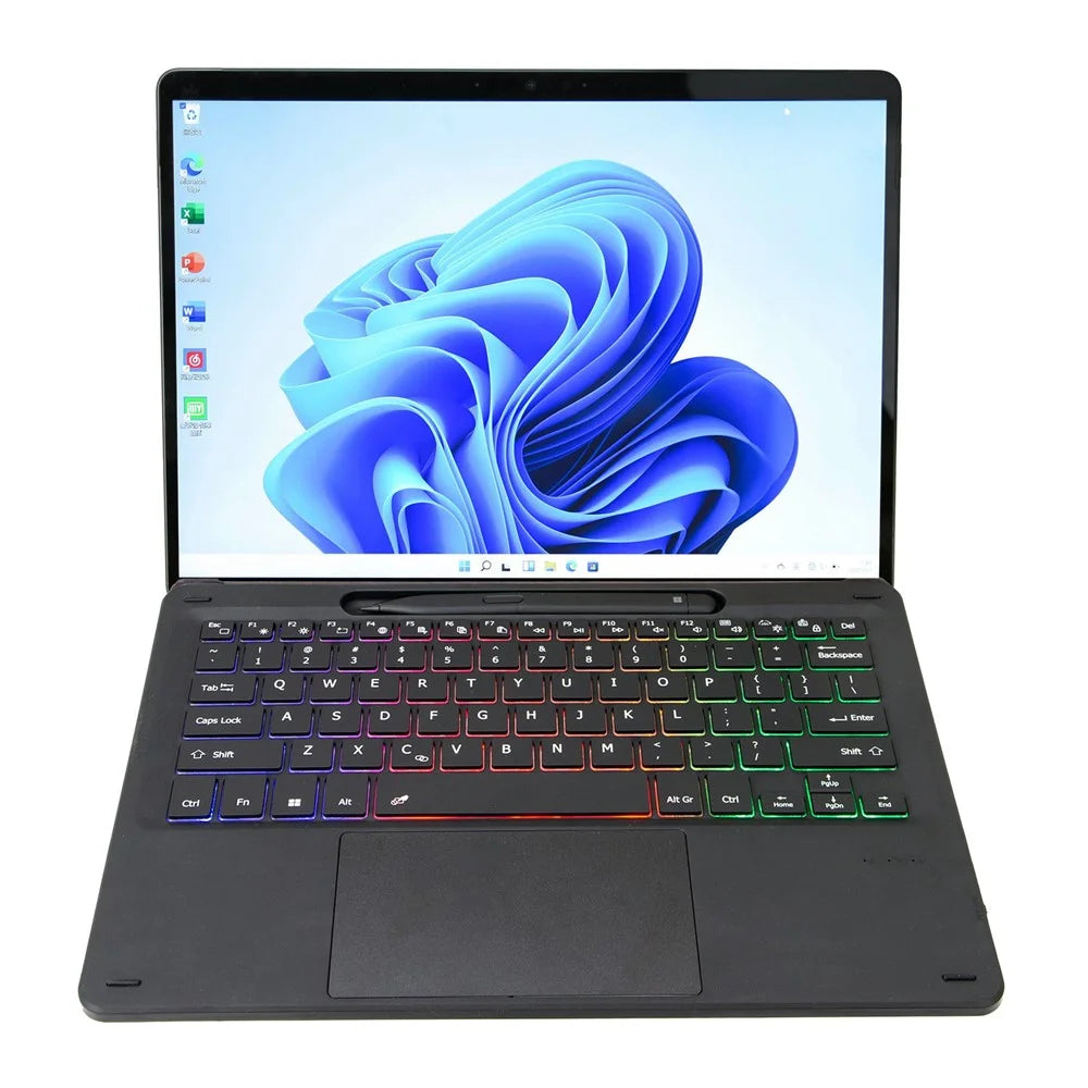 KF17S For Microsoft Surface Pro 8 / Pro X, Bluetooth-compatible Keyboard with TouchPad / Pencil Holder 3-Color Backlit Wireless Keyboard - 3