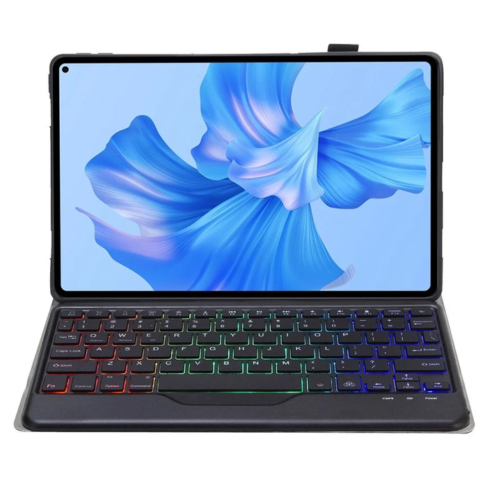 AHW12-BS For Huawei MatePad Pro 11 (2022) Leather Stand Cover Protective Case with Detachable Tri-color Backlight Bluetooth-compatible Keyboard - Black - 3