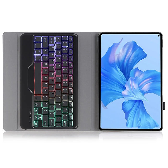 AHW12-BS For Huawei MatePad Pro 11 (2022) Leather Stand Cover Protective Case with Detachable Tri-color Backlight Bluetooth-compatible Keyboard - Black - 4