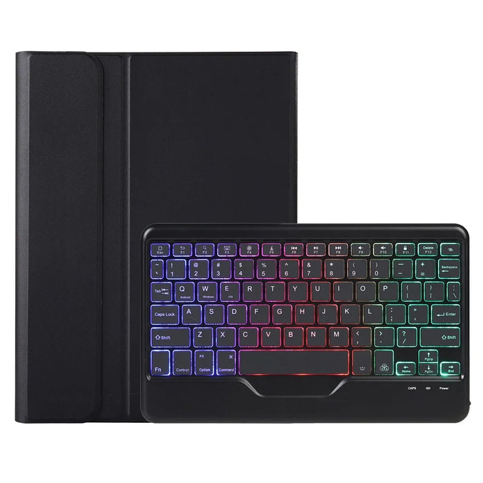 AHW12-BS For Huawei MatePad Pro 11 (2022) Leather Stand Cover Protective Case with Detachable Tri-color Backlight Bluetooth-compatible Keyboard - Black - 5
