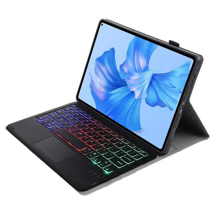 AHW12-AS For Huawei MatePad Pro 11 (2022) 3-Color Backlit Bluetooth-compatible Keyboard with TouchPad PU Leather+TPU Anti-Fall Case - Black - 2