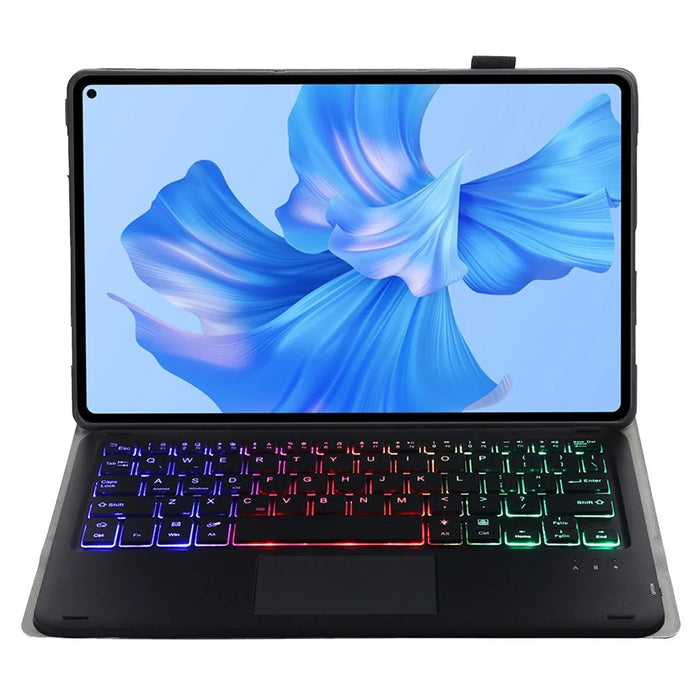AHW12-AS For Huawei MatePad Pro 11 (2022) 3-Color Backlit Bluetooth-compatible Keyboard with TouchPad PU Leather+TPU Anti-Fall Case - Black - 3