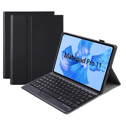 AHW12-B For Huawei MatePad Pro 11 (2022) Protective Case with Detachable Bluetooth-compatible Keyboard PU Leather+TPU Stand Cover - Black - 1