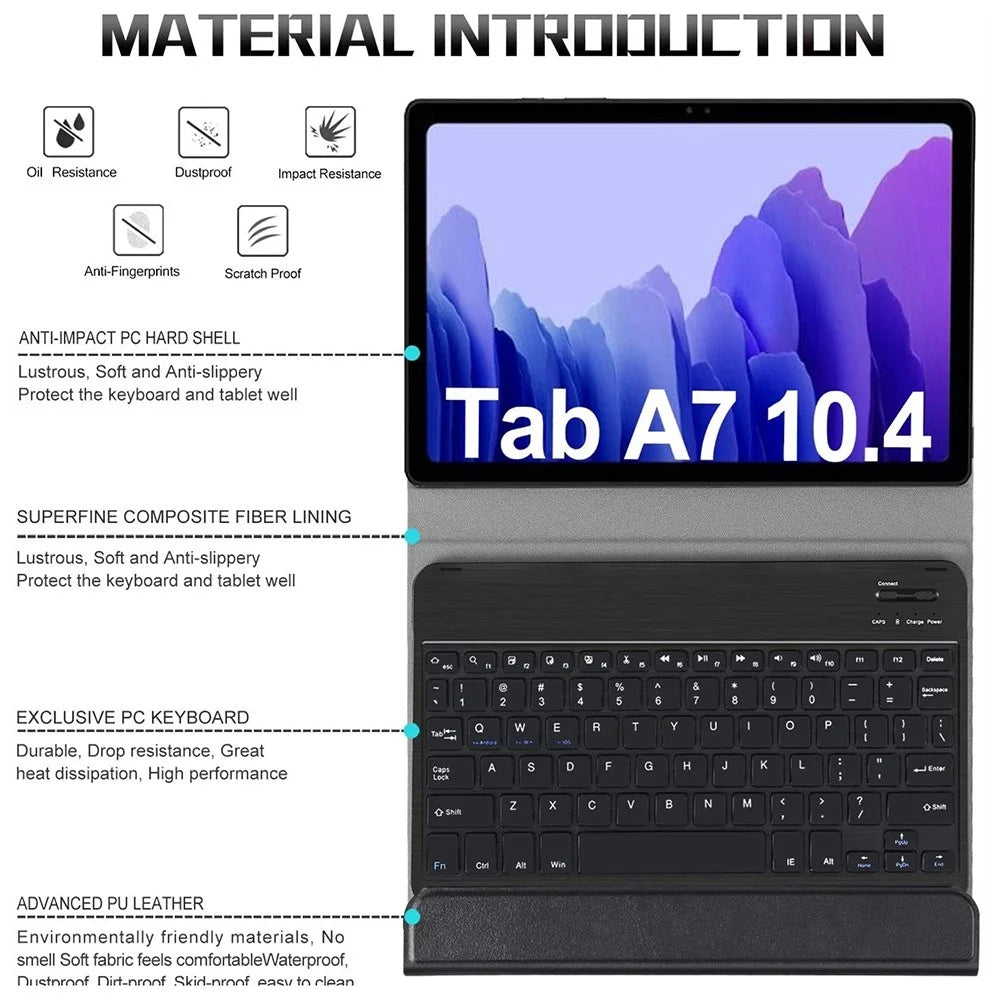 SK-T500 For Samsung Galaxy Tab A7 10.4 (2020) / (2022) SM-T500 / T505 / T505N / T507 Case with Keyboard PU Leather Wireless Keyboard Cover - 5
