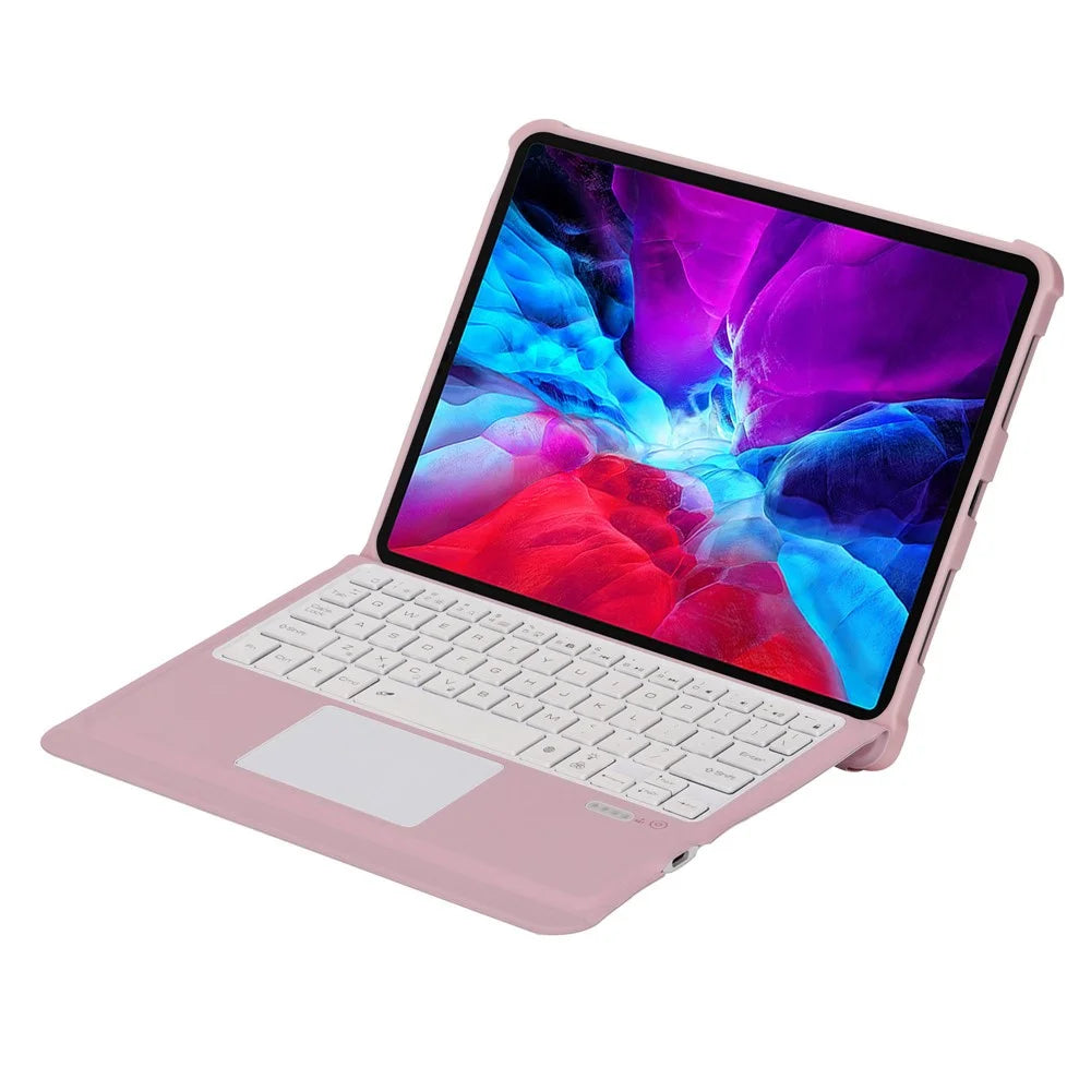 T207D For iPad Air (2020) / (2022) PU Leather Anti-Drop Case + Detachable Bluetooth-compatible Keyboard with TouchPad - Pink - 4