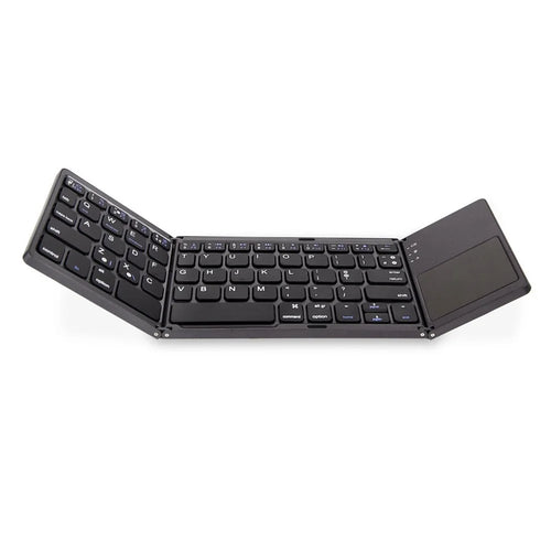B033 Portable Tri-Fold Bluetooth-Compatible Keyboard Universal Laptop Tablet Phone Wireless Keyboard with Touchpad - Grey - 1