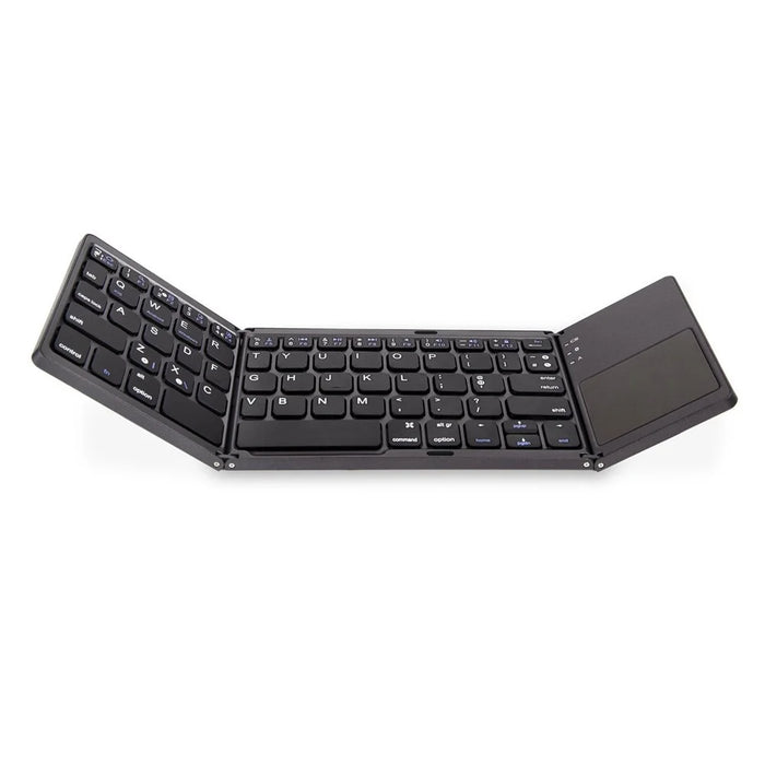 B033 Portable Tri-Fold Bluetooth-Compatible Keyboard Universal Laptop Tablet Phone Wireless Keyboard with Touchpad - Grey - 1