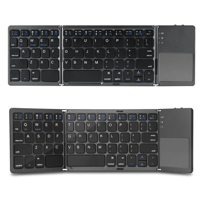 B033 Portable Tri-Fold Bluetooth-Compatible Keyboard Universal Laptop Tablet Phone Wireless Keyboard with Touchpad - Grey - 7