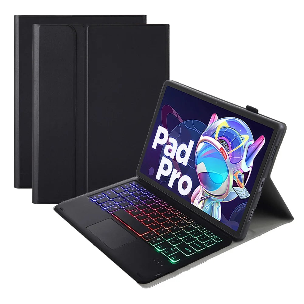AM18-AS For Lenovo Pad Pro 2022 11.2-inch Detachable Bluetooth-compatible Keyboard Case with 3-Color Backlit / TouchPad Anti-Drop Protective Case - Black - 1