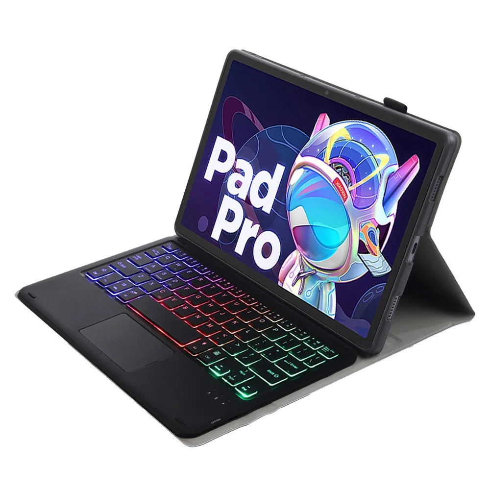 AM18-AS For Lenovo Pad Pro 2022 11.2-inch Detachable Bluetooth-compatible Keyboard Case with 3-Color Backlit / TouchPad Anti-Drop Protective Case - Black - 3