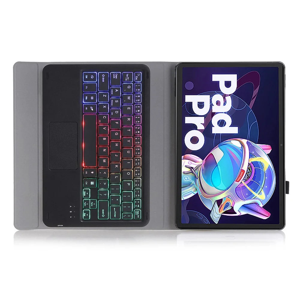 AM18-AS For Lenovo Pad Pro 2022 11.2-inch Detachable Bluetooth-compatible Keyboard Case with 3-Color Backlit / TouchPad Anti-Drop Protective Case - Black - 4