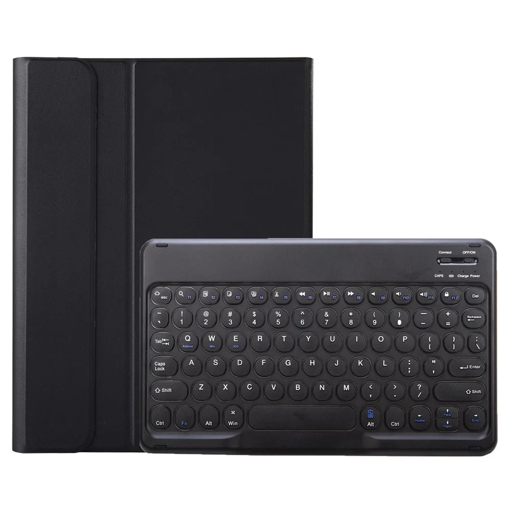 YT07B For iPad Air (2013) / Air 2  /  iPad 9.7-inch (2017) / (2018) / iPad Pro 9.7 inch (2016) Protective Case with Round Keys Bluetooth-compatible Keyboard Shockproof Stand Leather Cover with Pen Slot - Black - 2