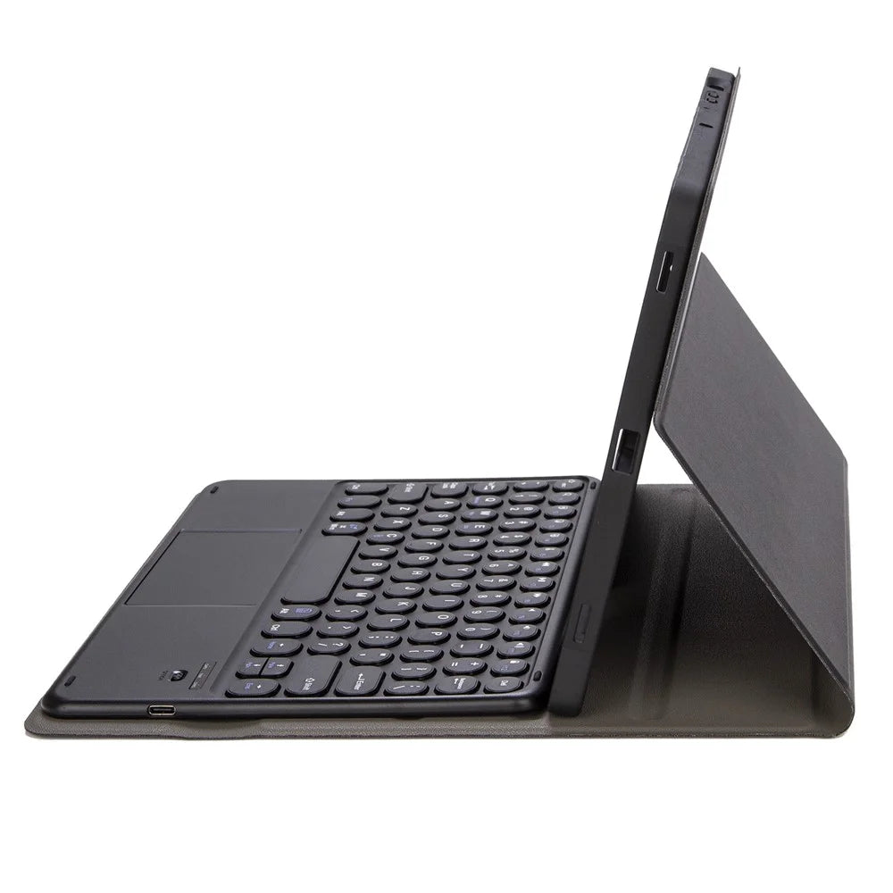YA10B-A for iPad (2025) / 10.9 (2022) Leather + TPU Tablet Stylus Holder Protective Cover with Bluetooth-Compatible Keyboard - Black - 4